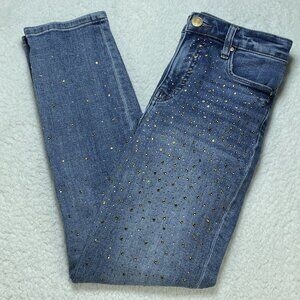 Kut from the Kloth Jeans Womens 0 Blue Reese Ankle Straight Rhinestones  26x27
